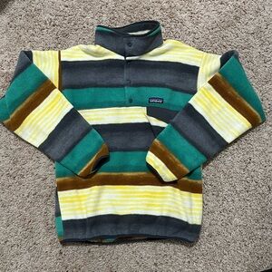 Patagonia Synchilla T-Snap Pullover Sweater Fleece Colorblock Stripes Men's Med